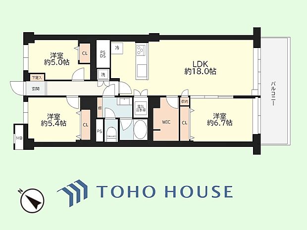 大倉山ハイム弐号棟(3LDK) 8階の間取り図