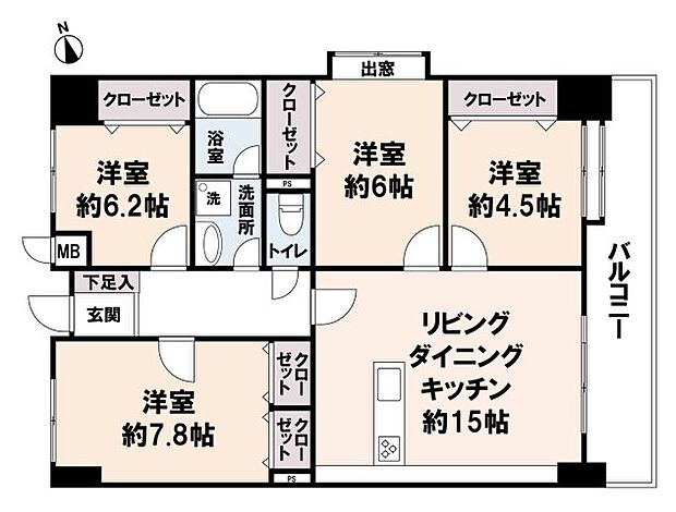 筑紫野スカイマンション(4LDK) 1階/101の間取り図