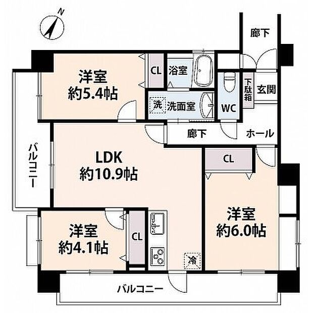 フィオレ井尻(3LDK) 1階の間取り図