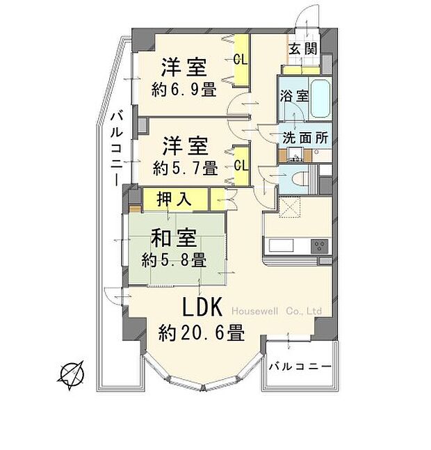 グランドヒルズ桶川ICHIKO(3LDK) 4階の間取り図