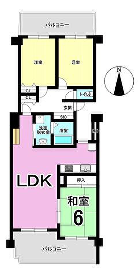 ナビシティ新岐阜(3LDK) 6階の間取り図