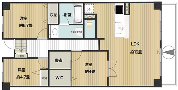 サニーハウス新小岩親水公園(3LDK) 3階の間取り図