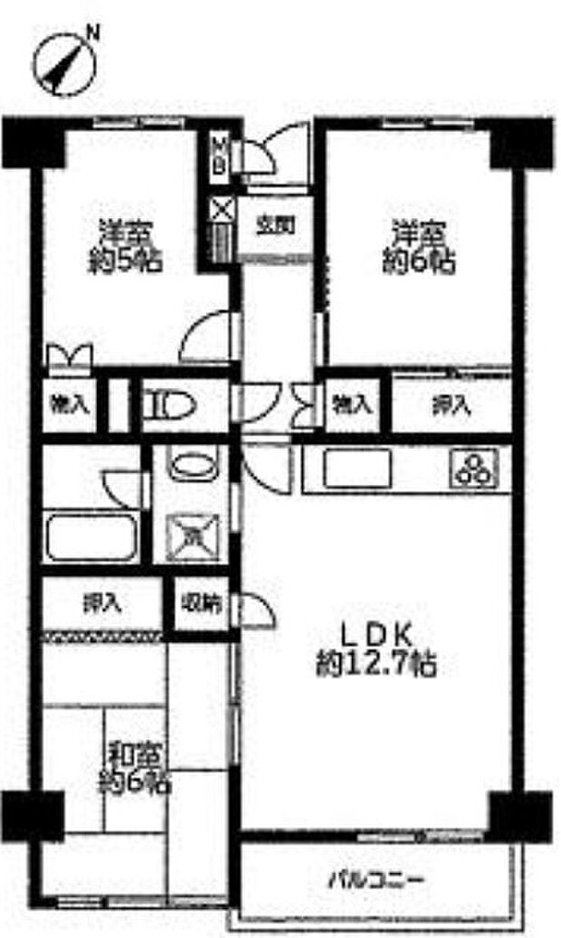 サザンコーポラスA棟(3LDK) 8階の間取り図