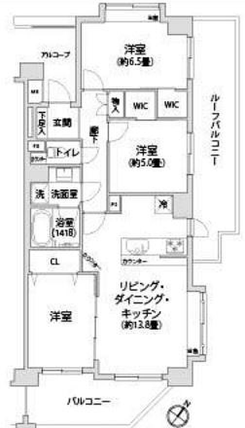 レクセルプラザ堀切菖蒲園(3LDK) 2階の間取り図