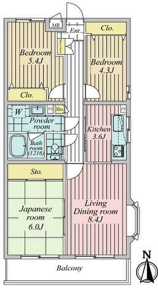 グレイスコート梅島(3LDK) 2階の間取り図