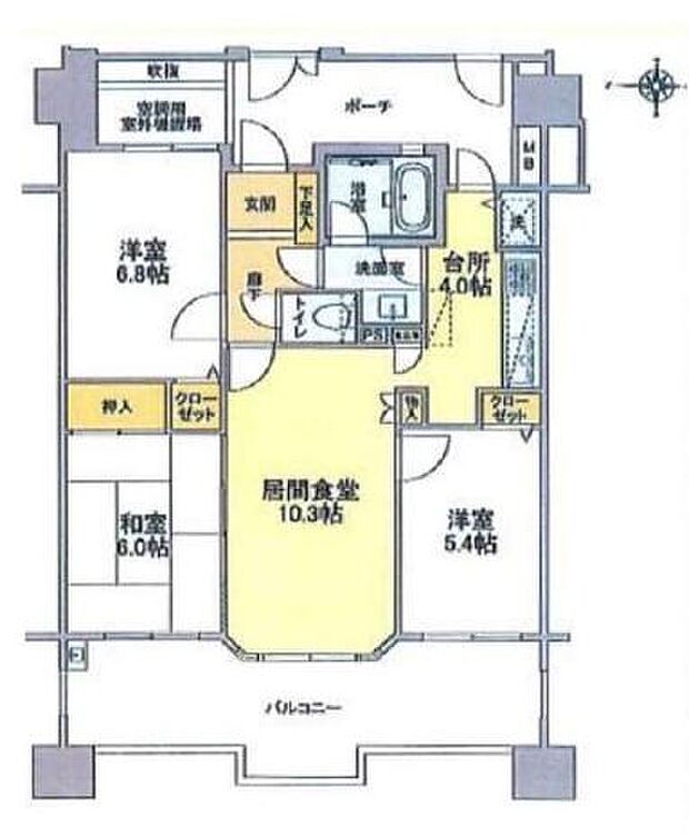 レクセルマンション京成高砂(3LDK) 6階の間取り図