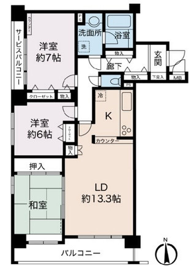 ガーデンフィール新小岩(3LDK) 4階の間取り図