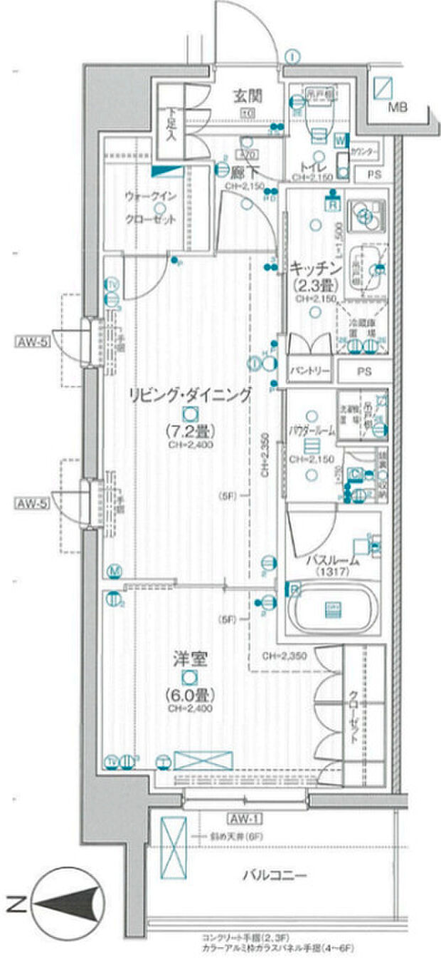パレステージ江北III東館(1LDK) 2階の間取り図