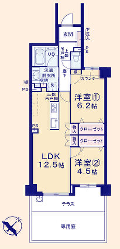 アーテージ市川妙典(2LDK) 1階の間取り図