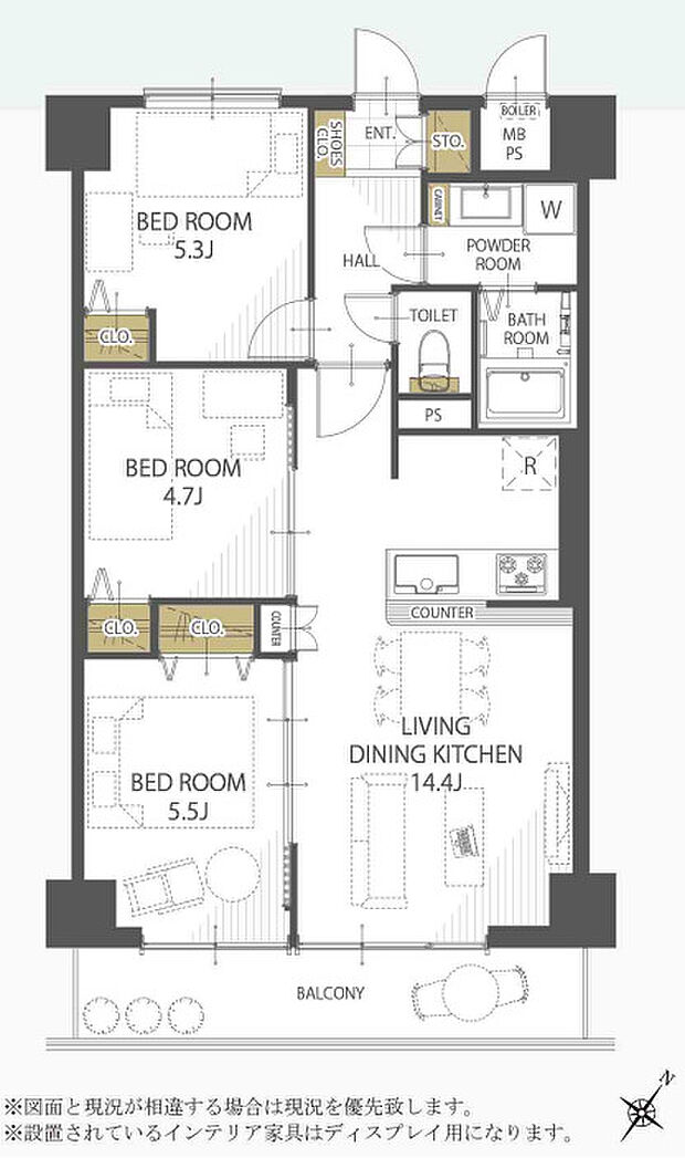 プラザ南行徳(3LDK) 4階の間取り図