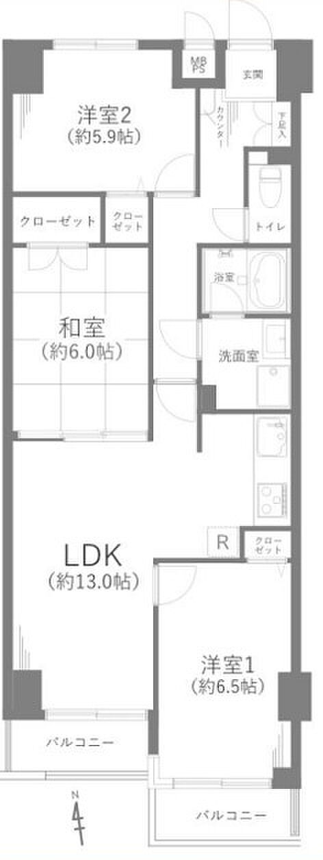 セザール竹ノ塚(3LDK) 1階の間取り図