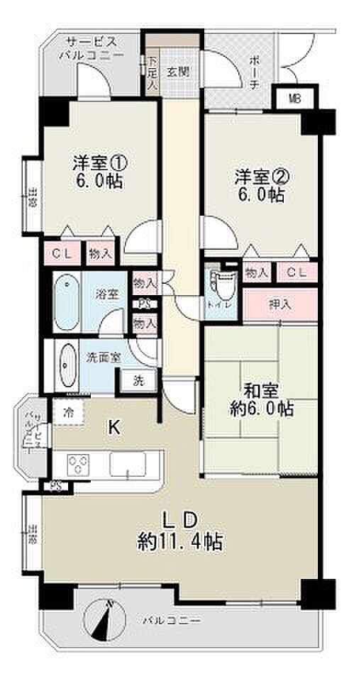 ダイアパレス北綾瀬並木通り(3LDK) 4階の内観