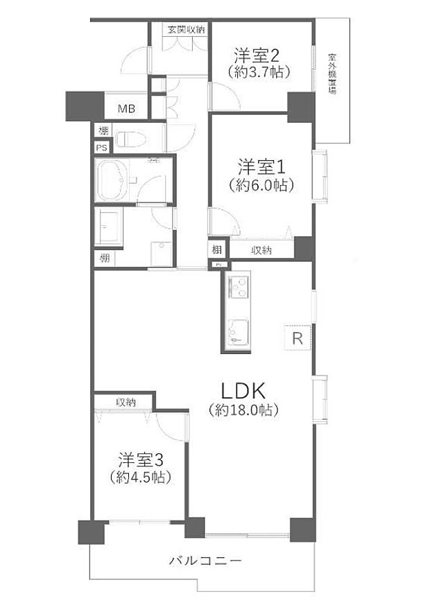 シティクレスト東戸塚(3LDK) 5階の間取り図