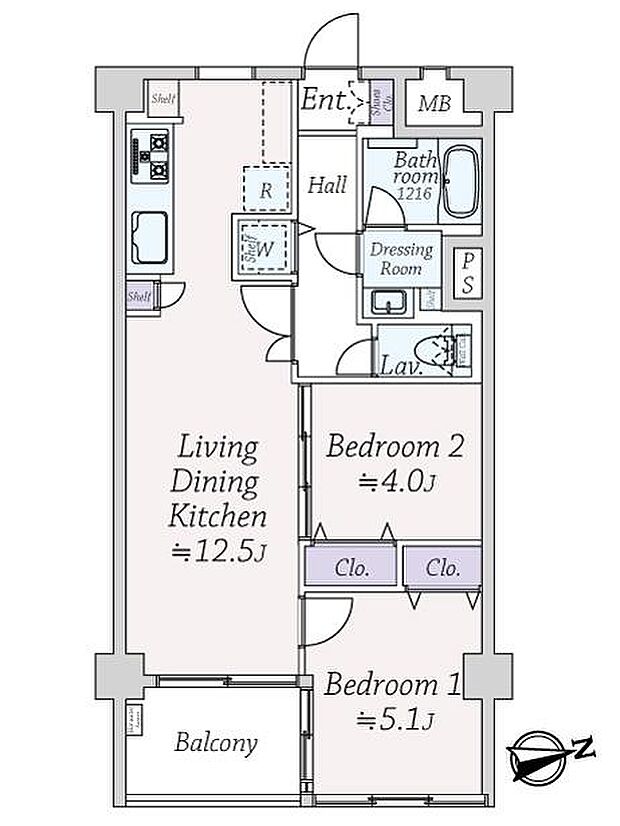 第23宮庭マンション(2LDK) 3階の間取り図