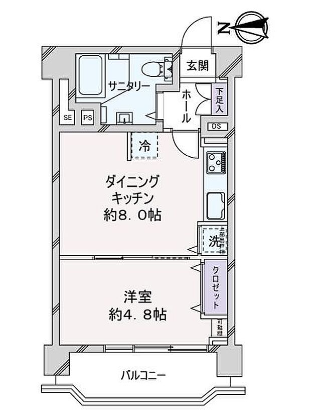 高円寺ダイヤモンドマンション(1DK) 5階の間取り図