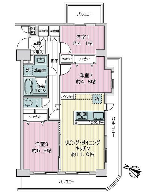 日神パレステージ板橋本町第六(3LDK) 11階の内観