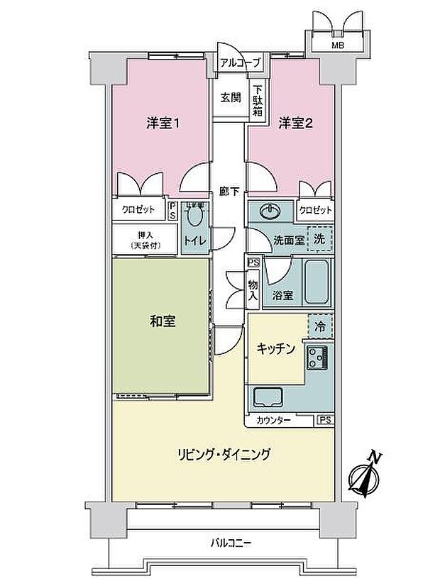 パークハイツ小豆沢(3LDK) 7階の内観