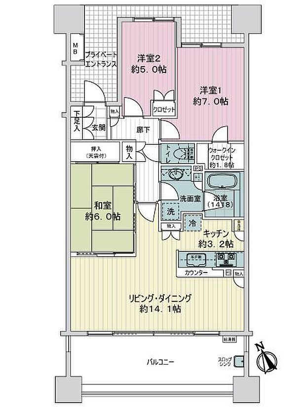 東京メガシティＡ棟(3LDK) 14階の内観