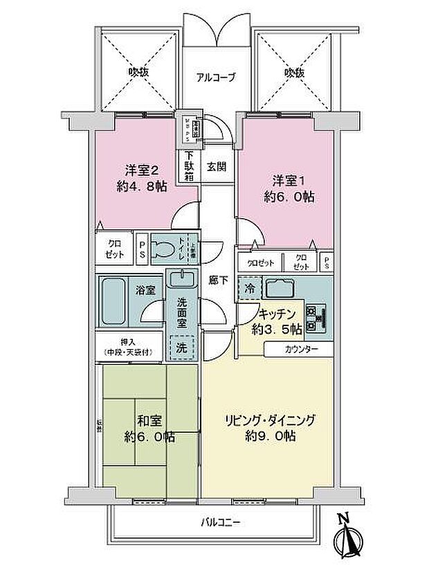 コスモ堀切菖蒲園(3LDK) 8階の内観