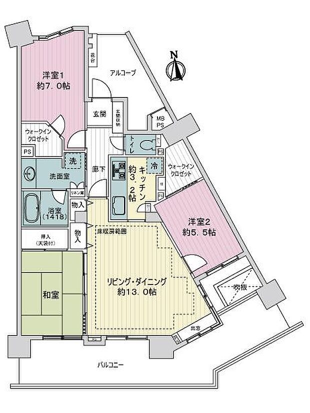 ライオンズシティお花茶屋(3LDK) 10階の間取り図