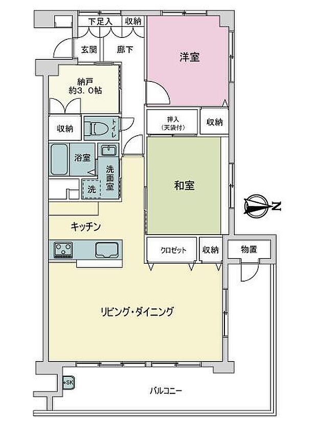 武蔵野ハイム(2SLDK) 4階の間取り図
