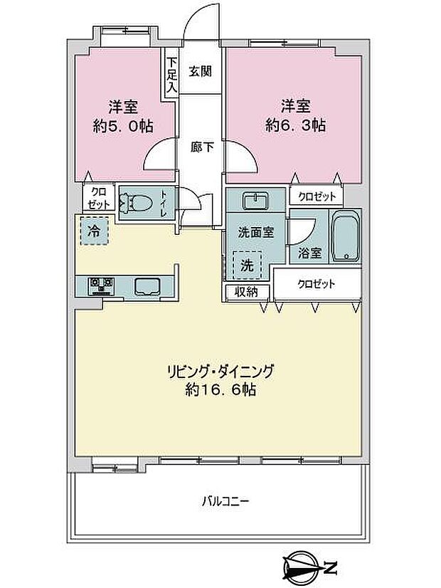 メイツ小金井公園(2LDK) 6階の間取り図