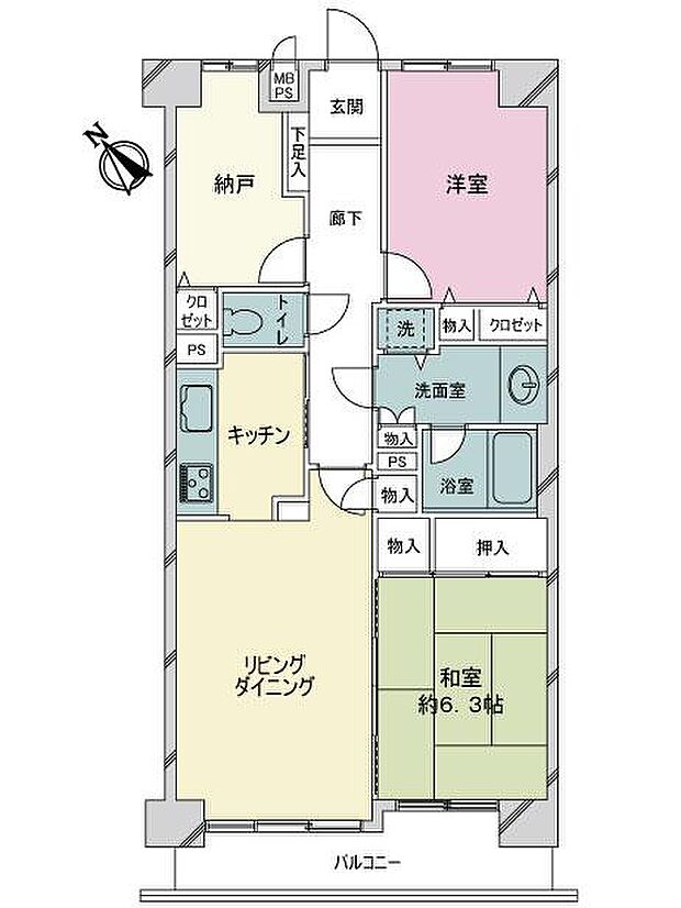 ライオンズマンション津田沼第二(2SLDK) 2階の間取り図