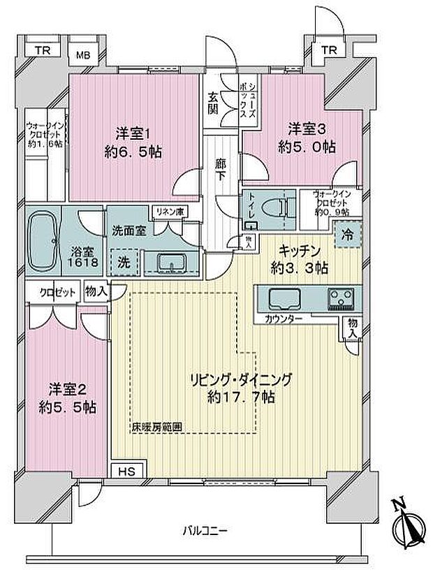 津田沼ザ・タワー(3LDK) 37階の内観