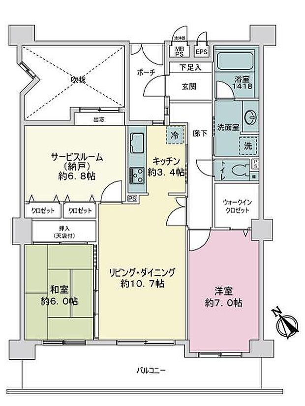 ライオンズマンション船橋塚田第二(2SLDK) 2階の内観