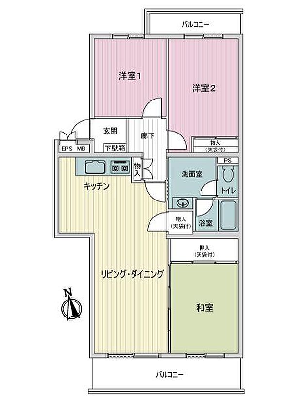 新松戸ユーカリパークハウスＢ棟(3LDK) 4階の内観