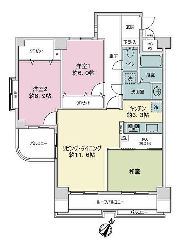 ライオンズマンション船橋塚田(3LDK) 8階の内観