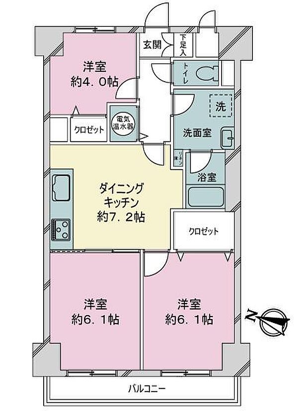 ライオンズマンション片倉町(3DK) 6階の内観
