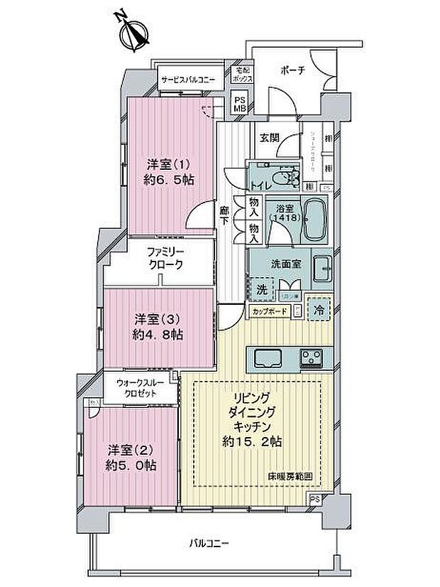 クリオ横濱弘明寺(3LDK) 2階の内観