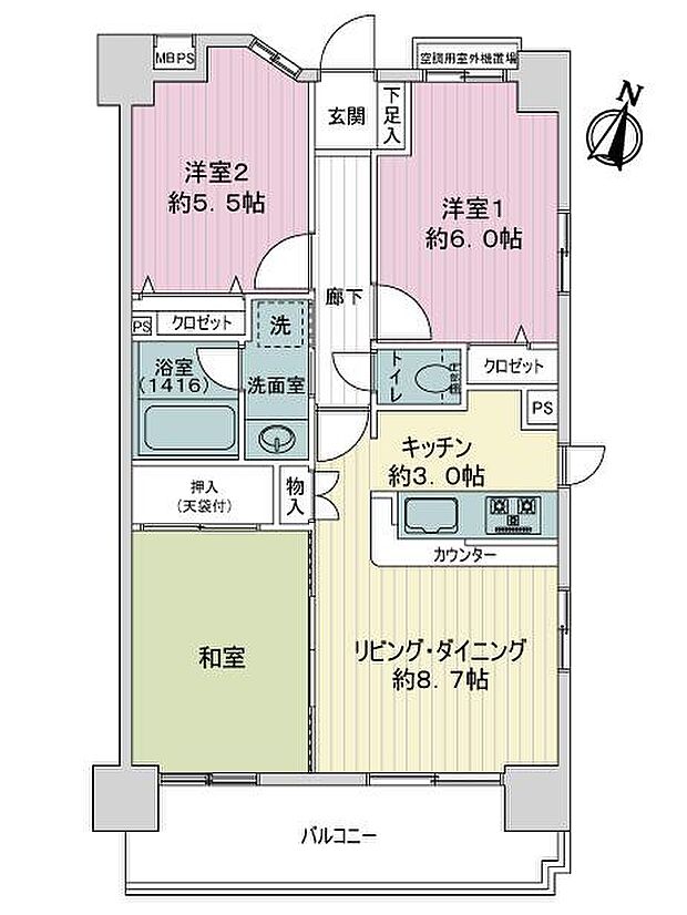 ライオンズプラザ吉野町駅前(3LDK) 4階の間取り図