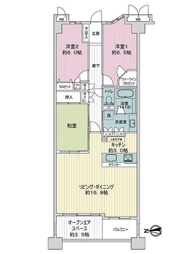 レイディアント横濱ユーロヒルズ(3LDK) 11階の間取り図