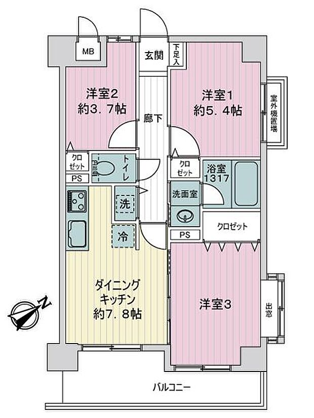 ナイスアーバン南太田三春台(3DK) 4階の内観