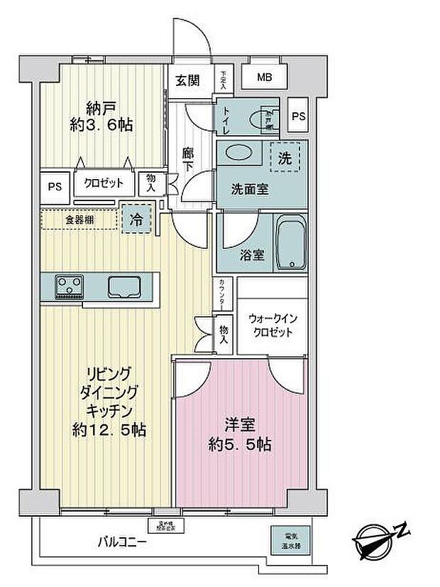 ライオンズマンション片倉町(1SLDK) 6階の間取り図