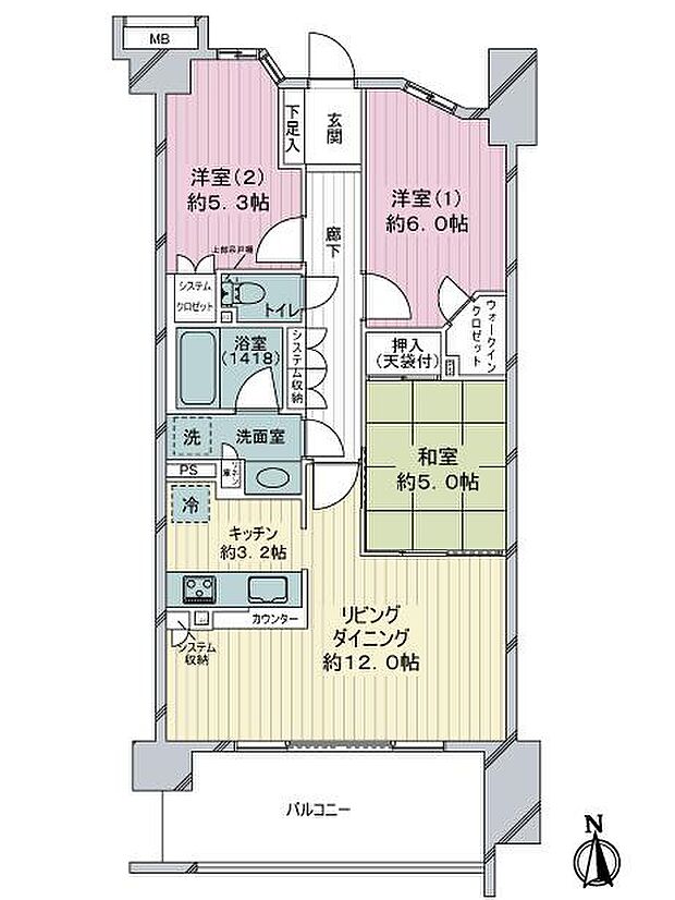 ヴェレーナ東戸塚(3LDK) 7階の内観