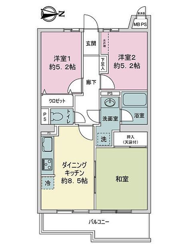 ライオンズマンション中央林間第7(3DK) 11階の間取り図