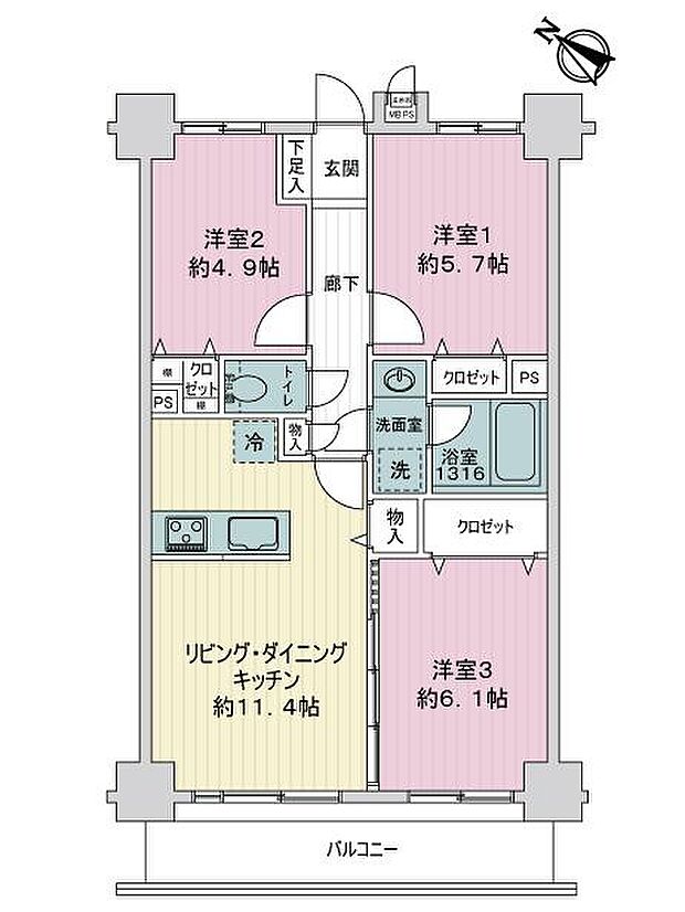 ライオンズシティ町田東の間取り