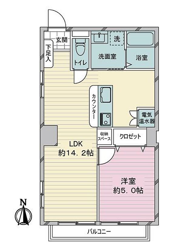 ライオンズマンション八興(1LDK) 5階の間取り図