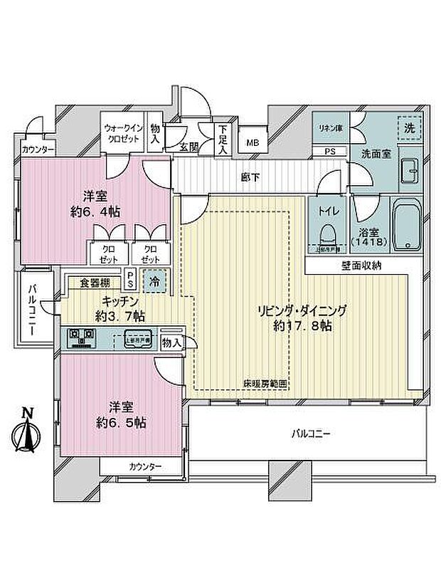 オープンレジデンシア名古屋栄(2LDK) 11階の間取り図