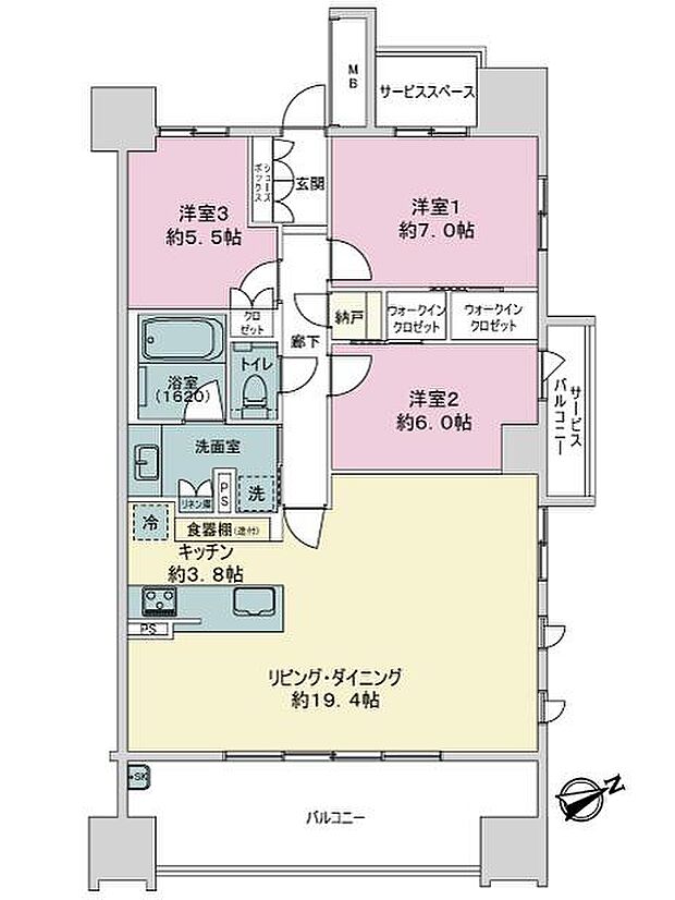 ザ・パークハウス名古屋　ディライトスクエア(3LDK) 12階の内観