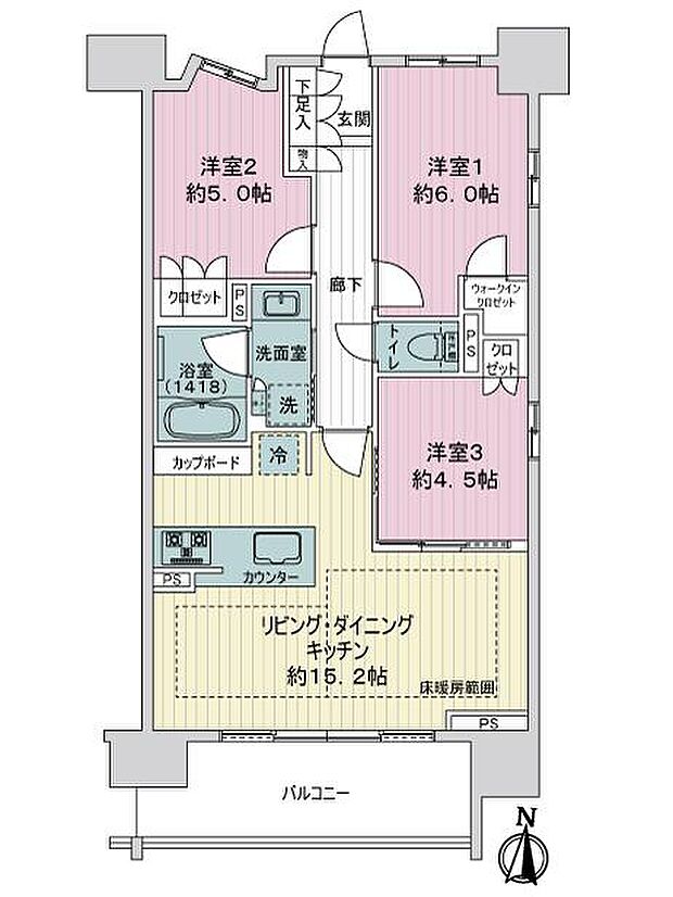 オープンレジデンシア名古屋菊井通(3LDK) 3階の間取り図