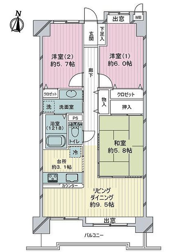 ロイヤルパレス新長町壱番館(3LDK) 8階の内観