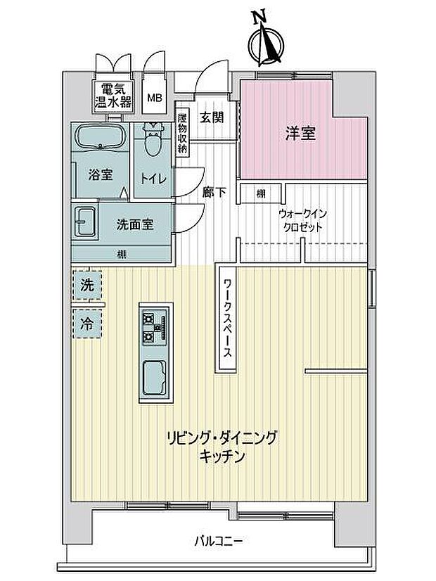 五橋マンション(1LDK) 4階の間取り図