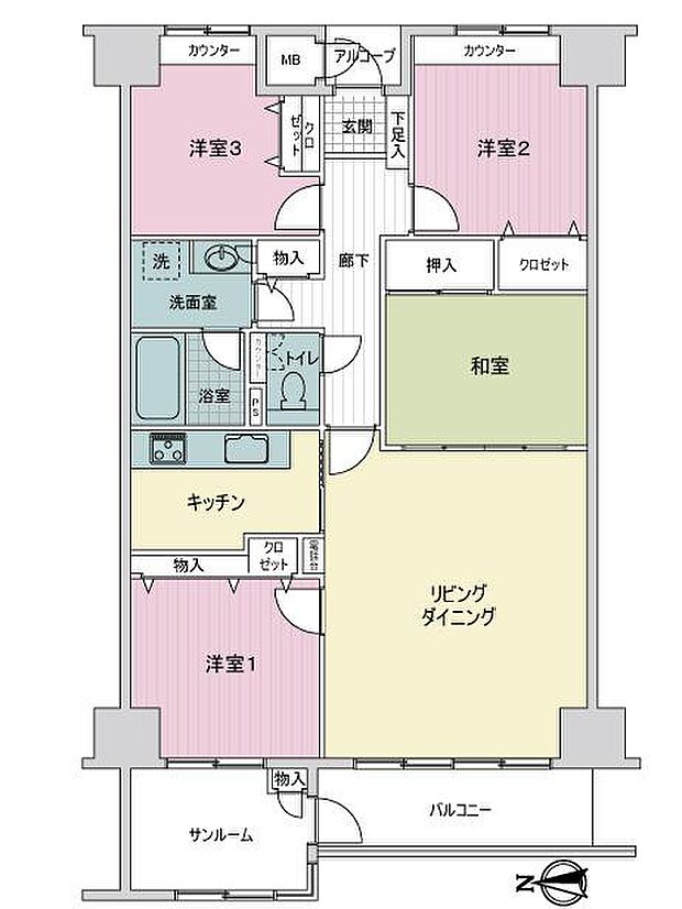 錦ヶ丘セントラルハイツ(4SLDK) 4階の内観