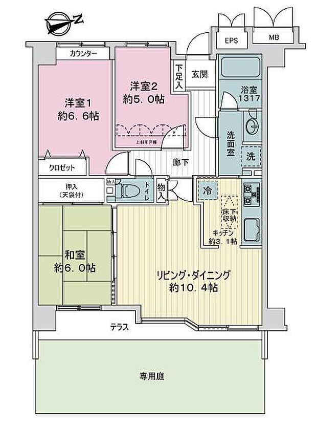 富沢南シティハウス(3LDK) 1階の内観