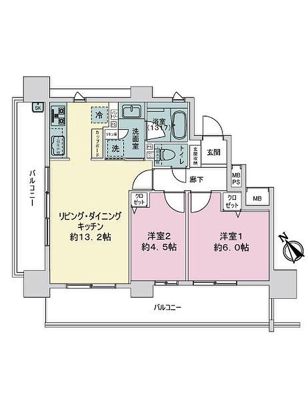 ライオンズ広島リバーゲート(2LDK) 4階の内観