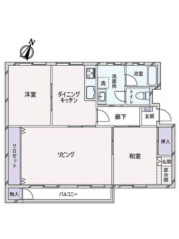 高陽ニュータウン第一分譲住宅Ｆ棟(2LDK) 2階の内観